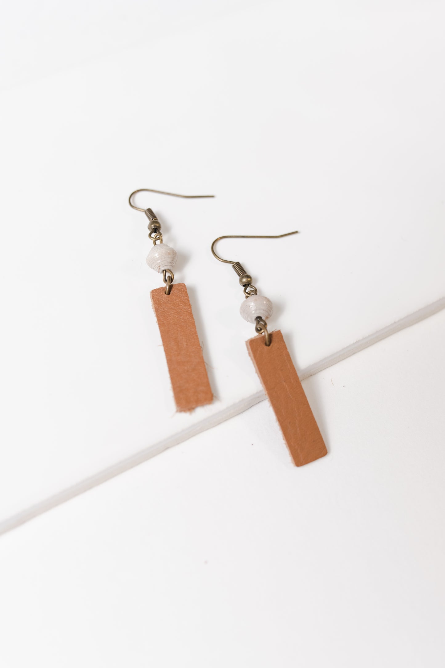 Santa Leather Rectangle Earrings